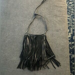 McFadin All Leather Crossbody Fringe Purse  8” x 7  1/2”
